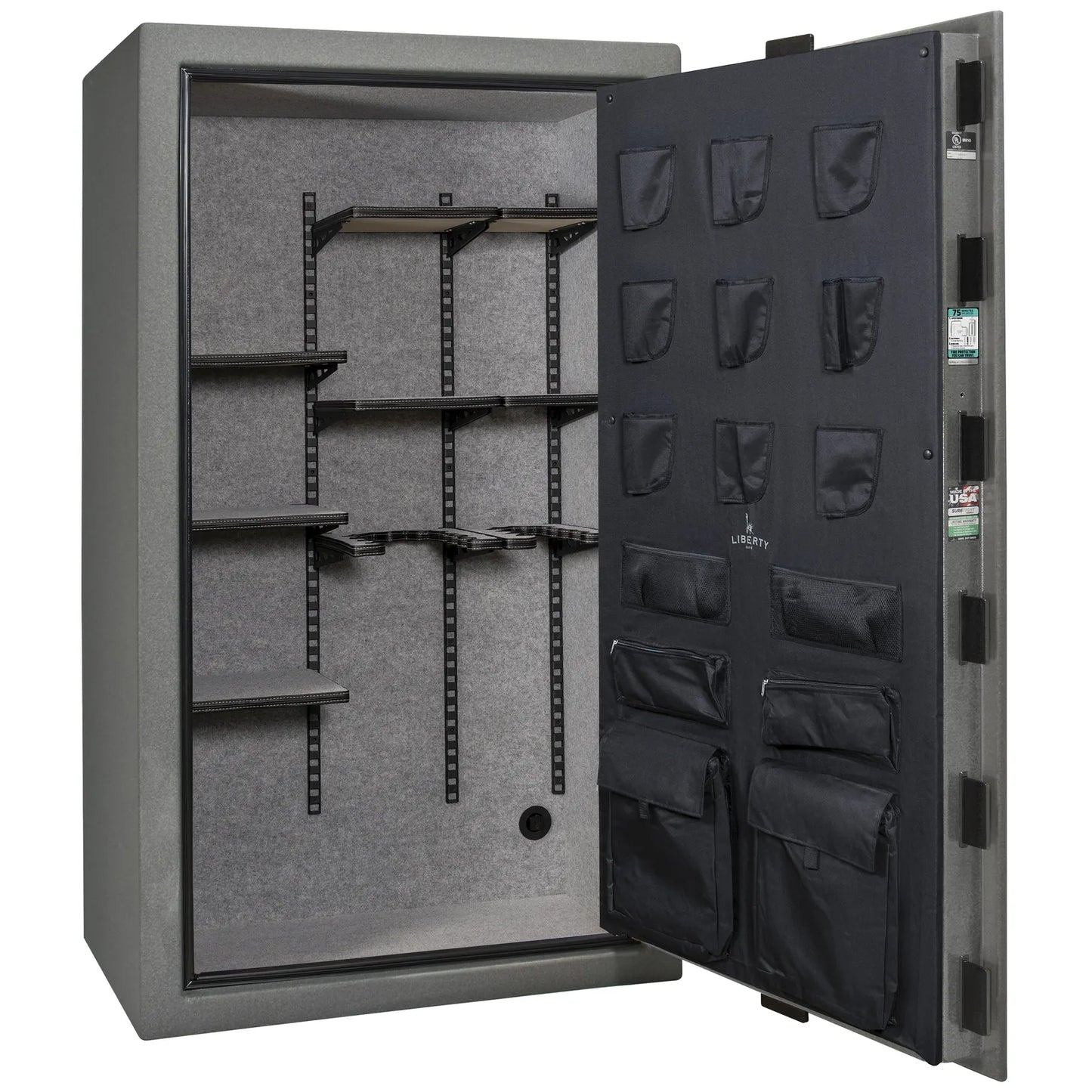 Liberty Colonial 50 gun safe in Textured Granite, Pro Flex interior - empty