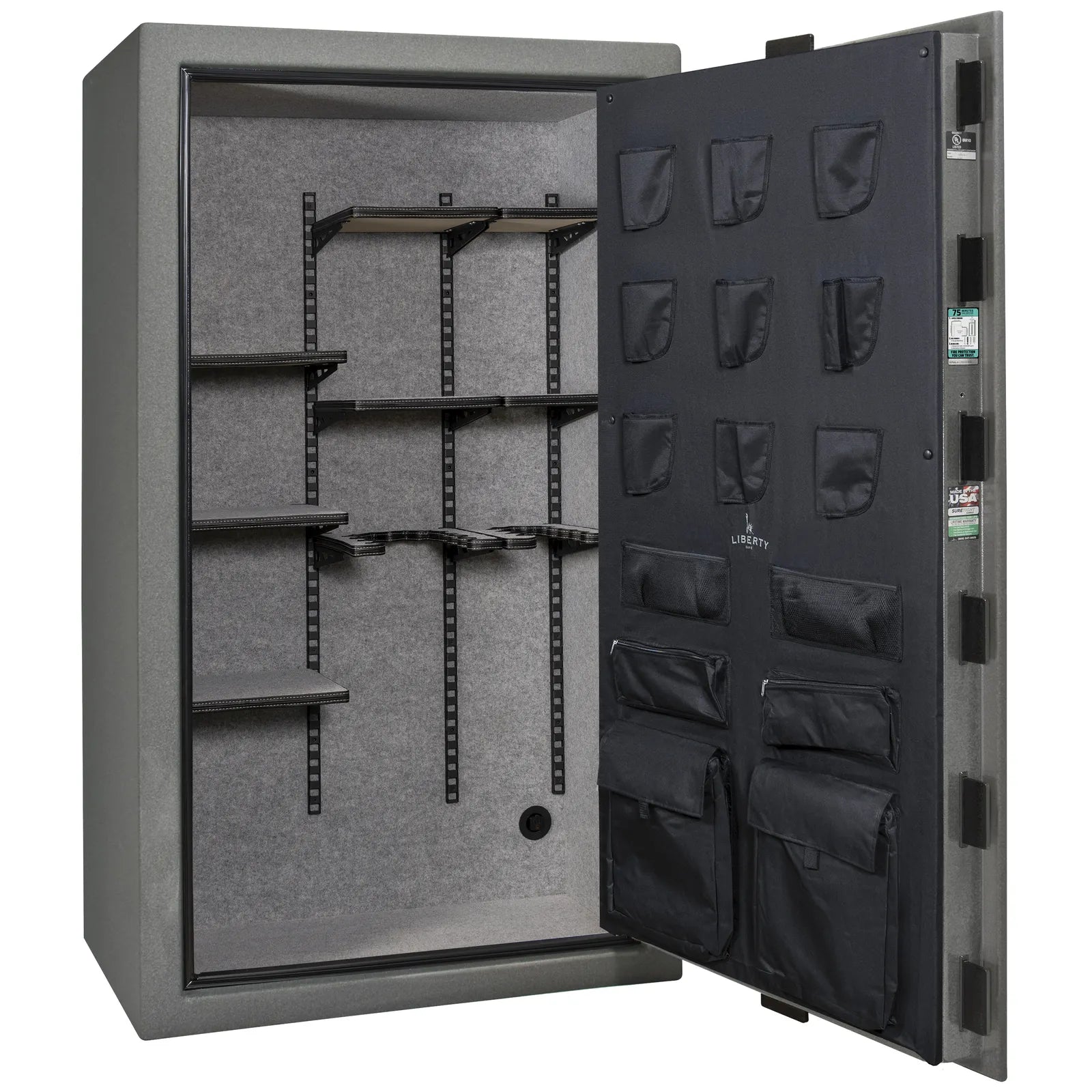 Liberty Colonial 50 gun safe in Textured Granite, Pro Flex interior - empty