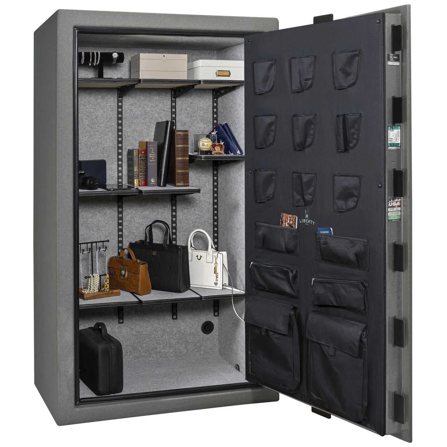 Liberty Colonial 50 gun safe in Textured Granite, Pro Flex interior - full no guns
