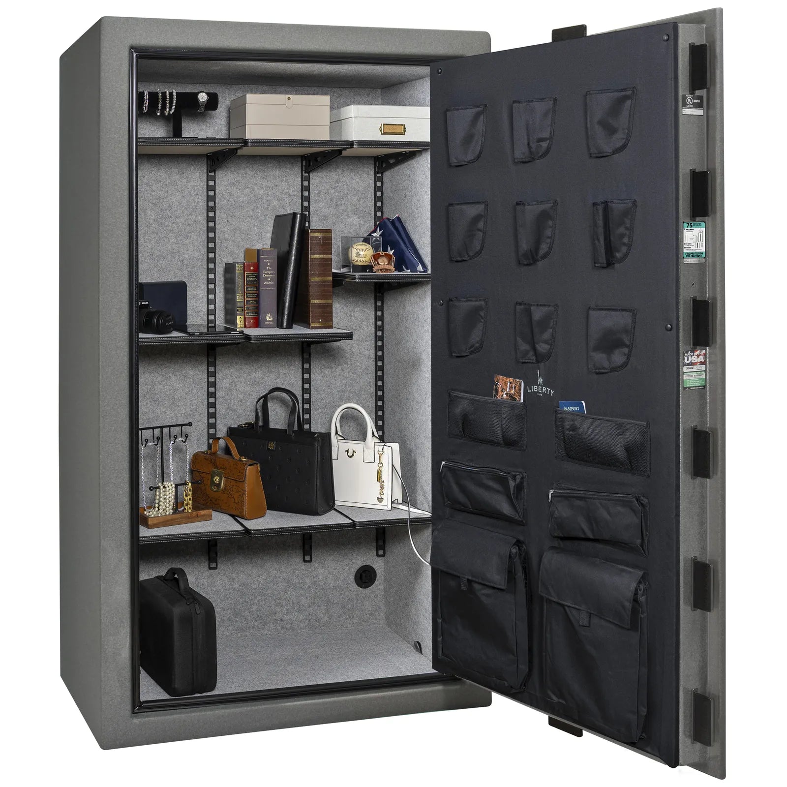Liberty Colonial 50 gun safe in Textured Granite, Pro Flex interior - full no guns