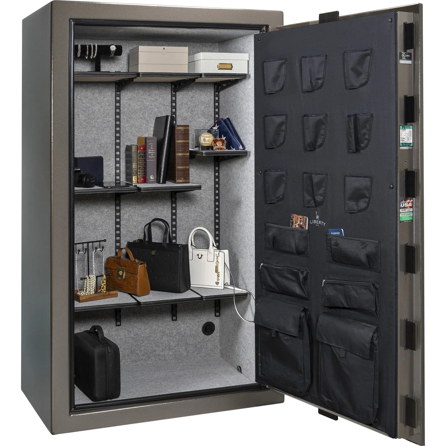 Liberty Colonial 50 gun safe in Gray Gloss, Pro Flex interior - full no guns
