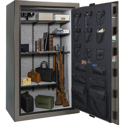 Liberty Colonial 50 gun safe in Gray Gloss, Pro Flex interior - loaded
