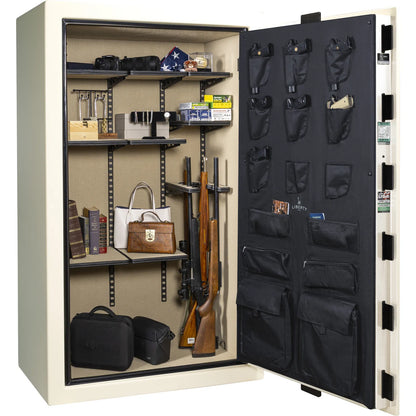 Liberty Colonial 50 gun safe in White Gloss, Pro Flex interior - loaded