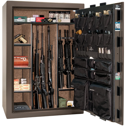 Liberty Fatboy textured bronze safe interior with shelving and door storage