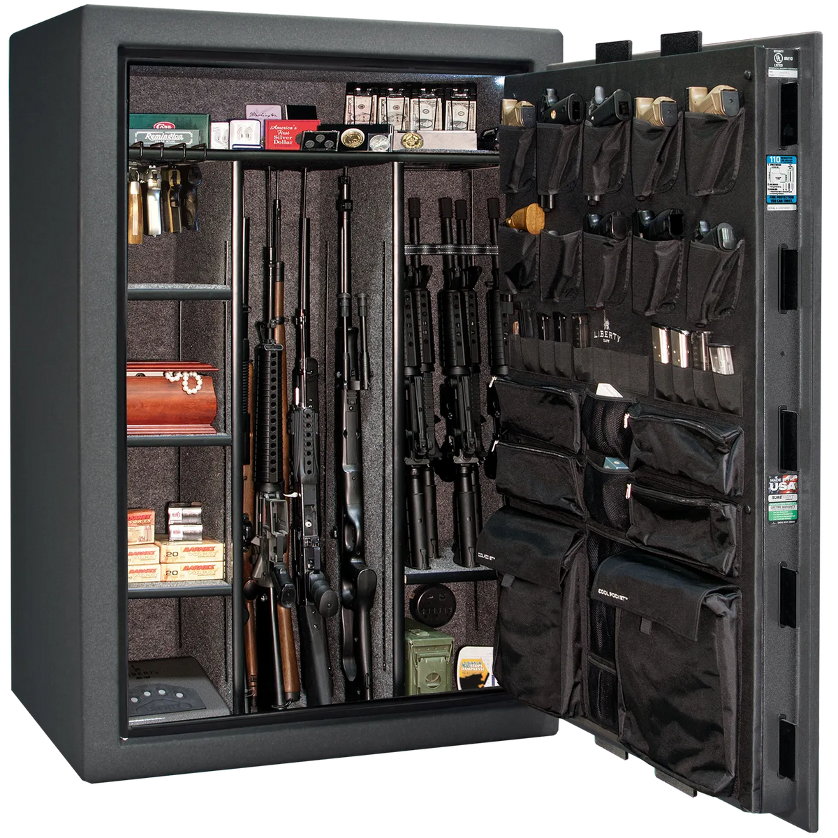 Liberty Fatboy textured granite safe interior with shelving and door storage