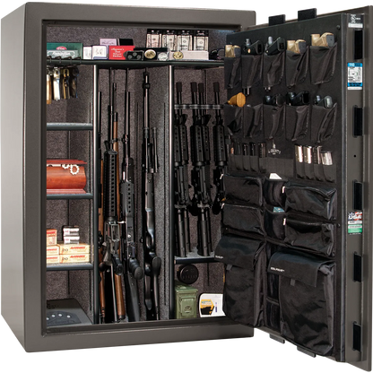 Liberty Fatboy gray marble safe interior with shelving and door storage