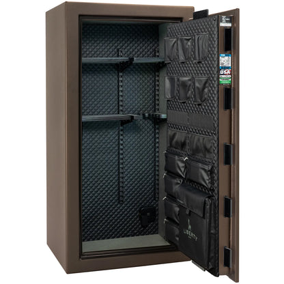 Liberty Franklin 29 gun safe in Bronze Textured with Black Chrome, Signature interior view.