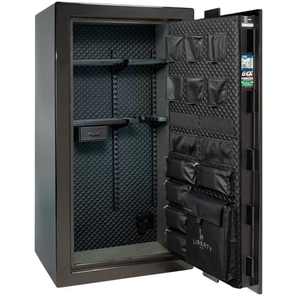 Liberty Franklin 29 gun safe in Black Gloss with Chrome, Signature interior empty.