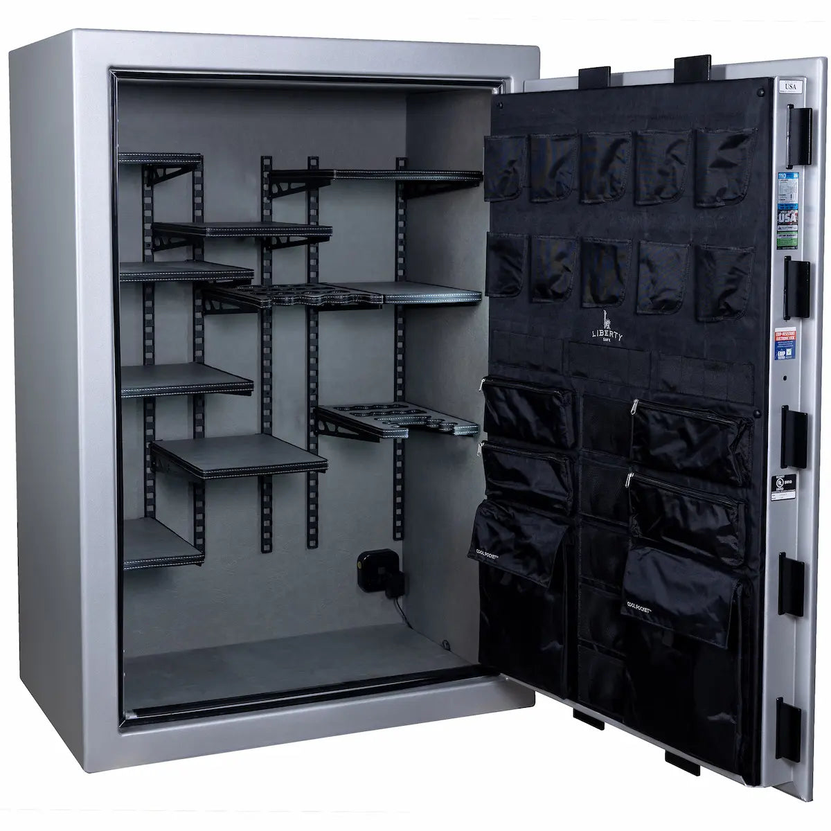 Liberty Franklin 45 gun safe glacial steel interior view