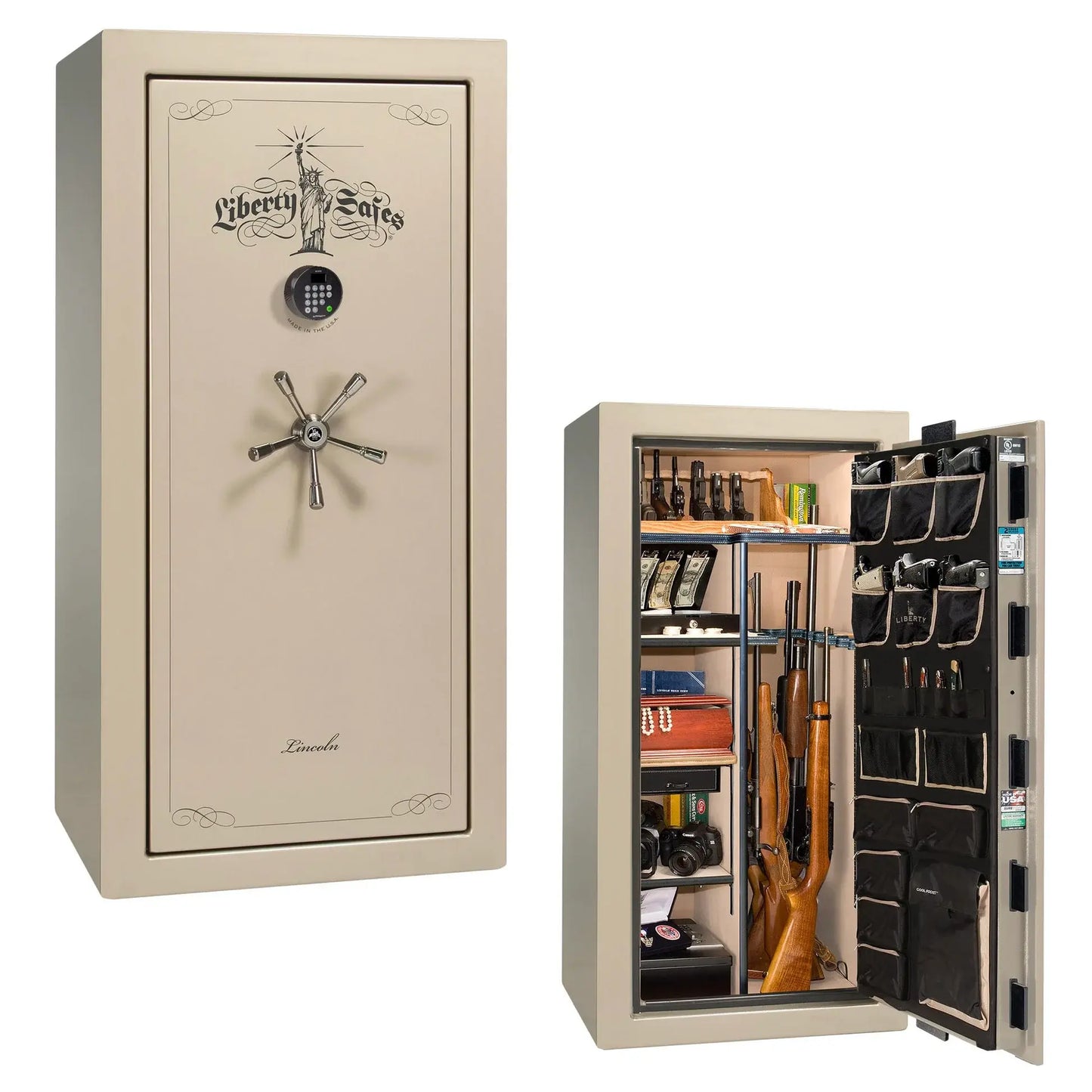 Liberty Lincoln 25 safe in Champagne Gloss with Black Chrome hardware