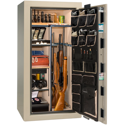 Interior of Liberty Lincoln 25 safe in Champagne Gloss with Black Chrome hardware