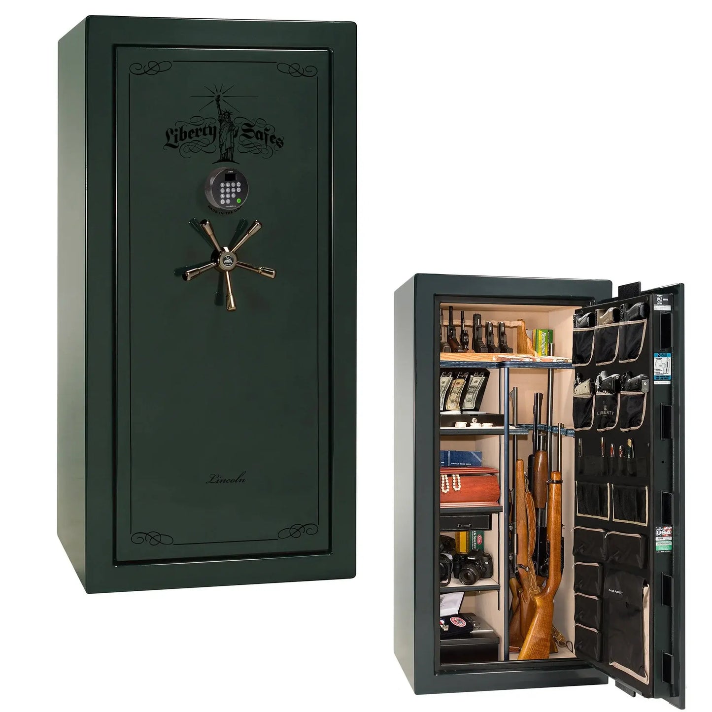 Liberty Lincoln 25 safe in Green Gloss with Black Chrome hardware