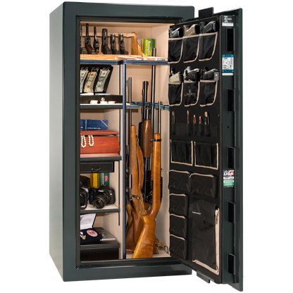 Interior of Liberty Lincoln 25 safe in Green Gloss with Black Chrome hardware