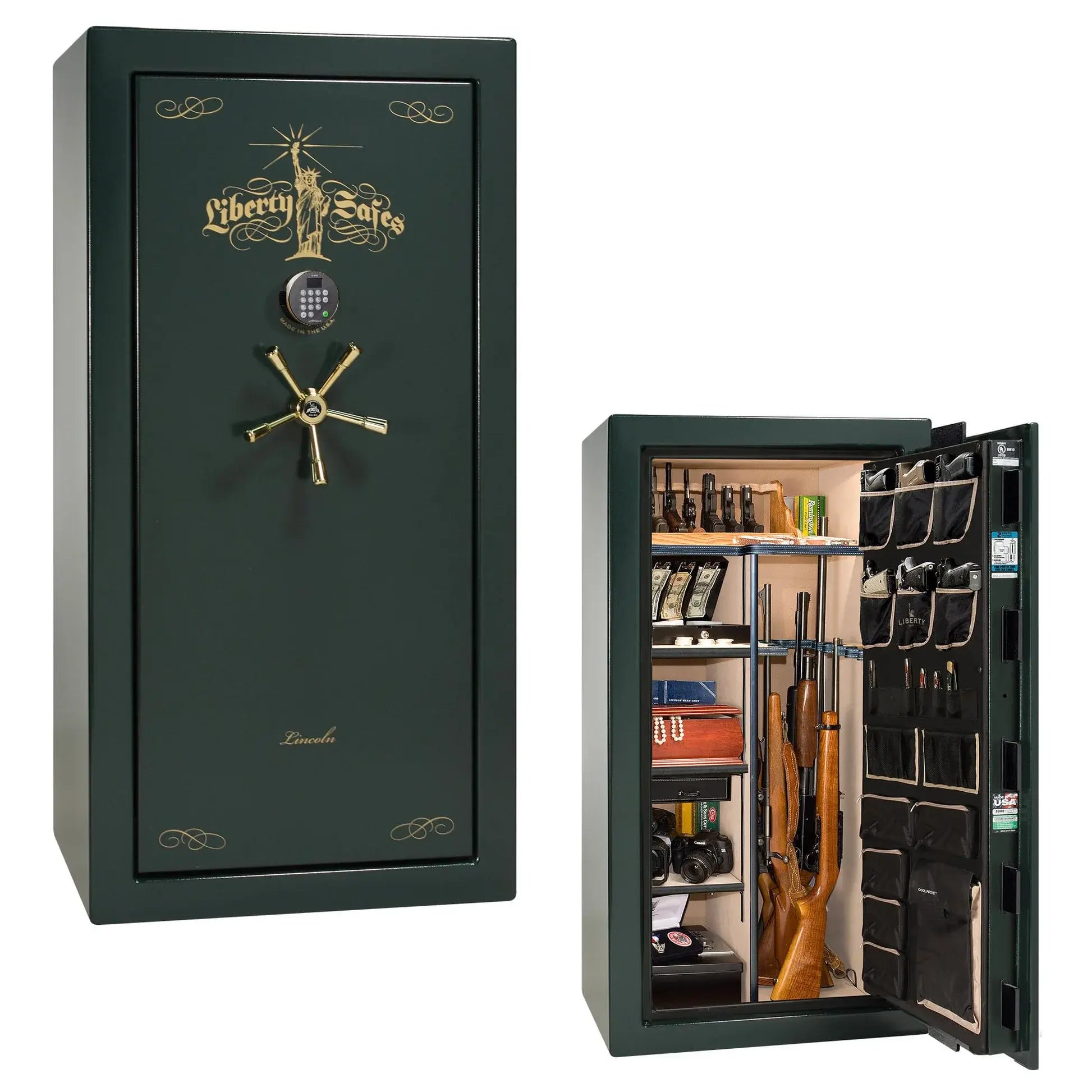 Liberty Lincoln 25 safe in Green Marble with Brass hardware