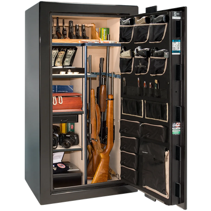 Interior of Liberty Lincoln 25 safe in Black Mirror Gloss with Brass hardware