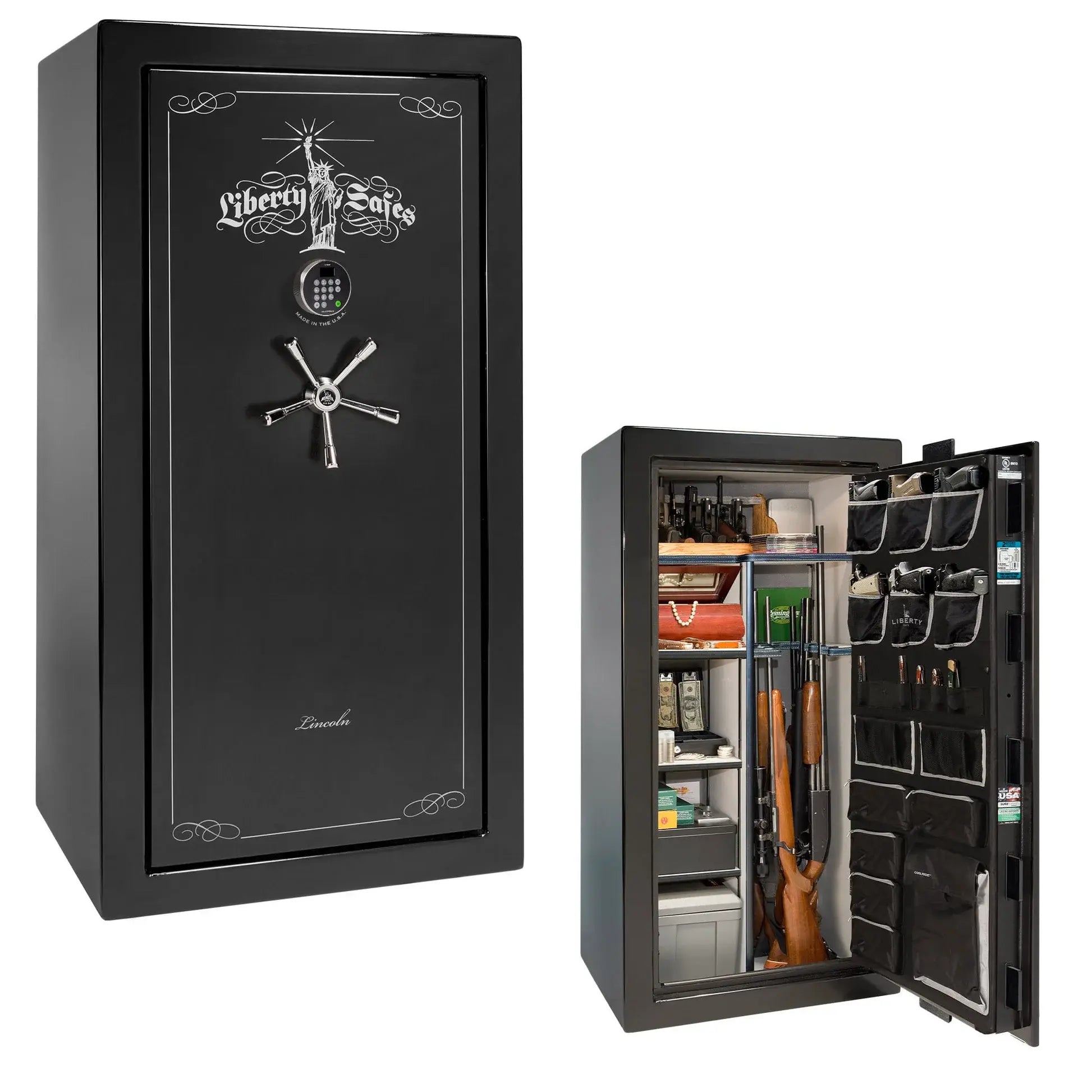 Liberty Lincoln 25 safe in Black Mirror Gloss with Chrome hardware