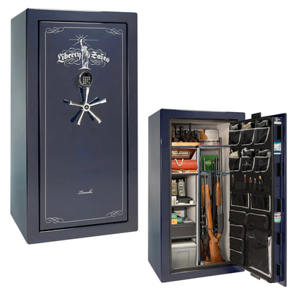 Liberty Lincoln 25 safe in Blue Mirror Gloss with Chrome hardware