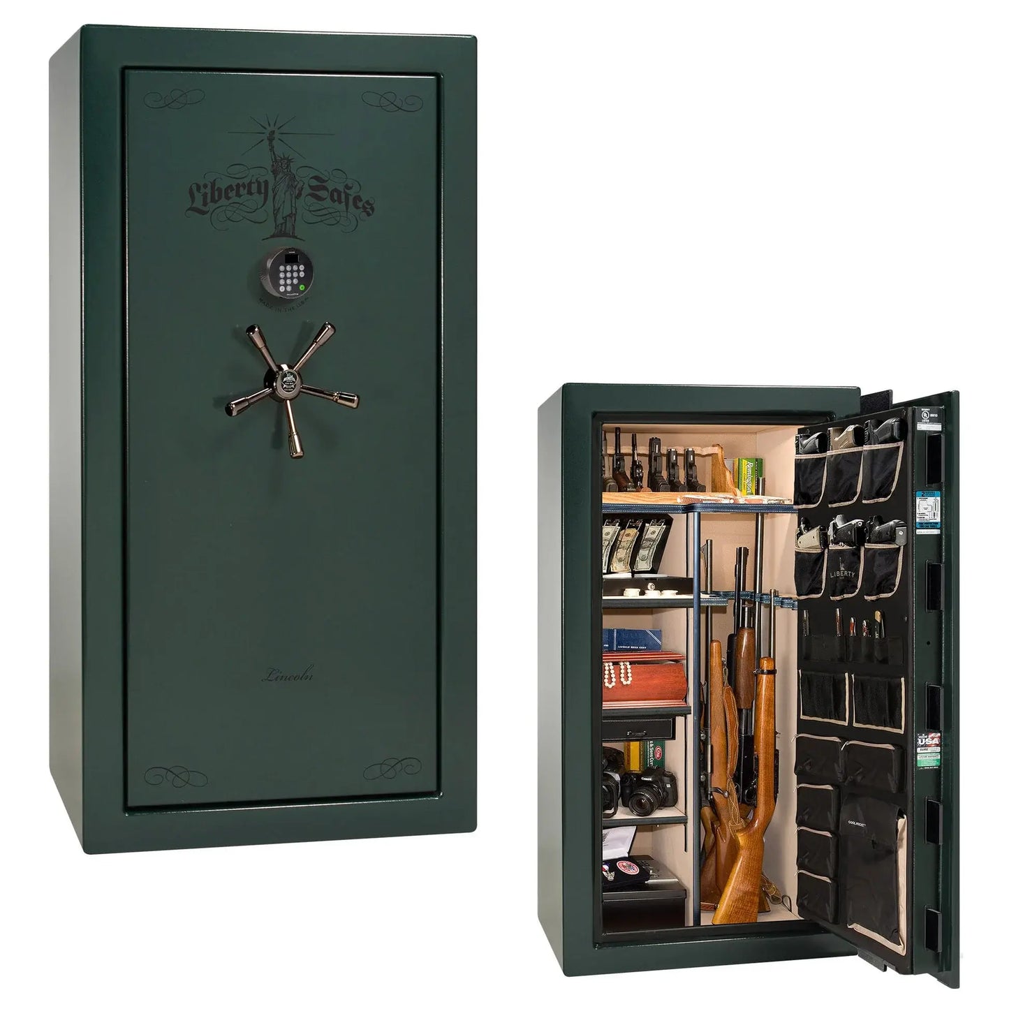 Liberty Lincoln 25 safe in Green Marble with Black Chrome hardware