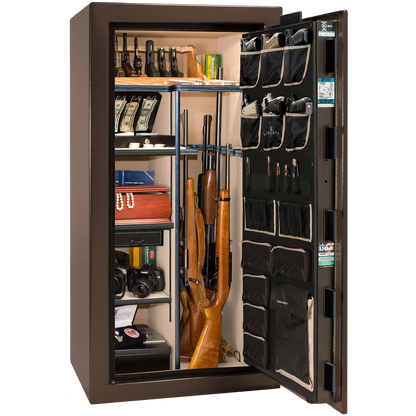 Interior of Liberty Lincoln 25 safe in Bronze Gloss with Black Chrome hardware