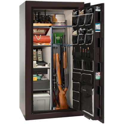 Interior of Liberty Lincoln 25 safe in Black Cherry Gloss with Black Chrome hardware
