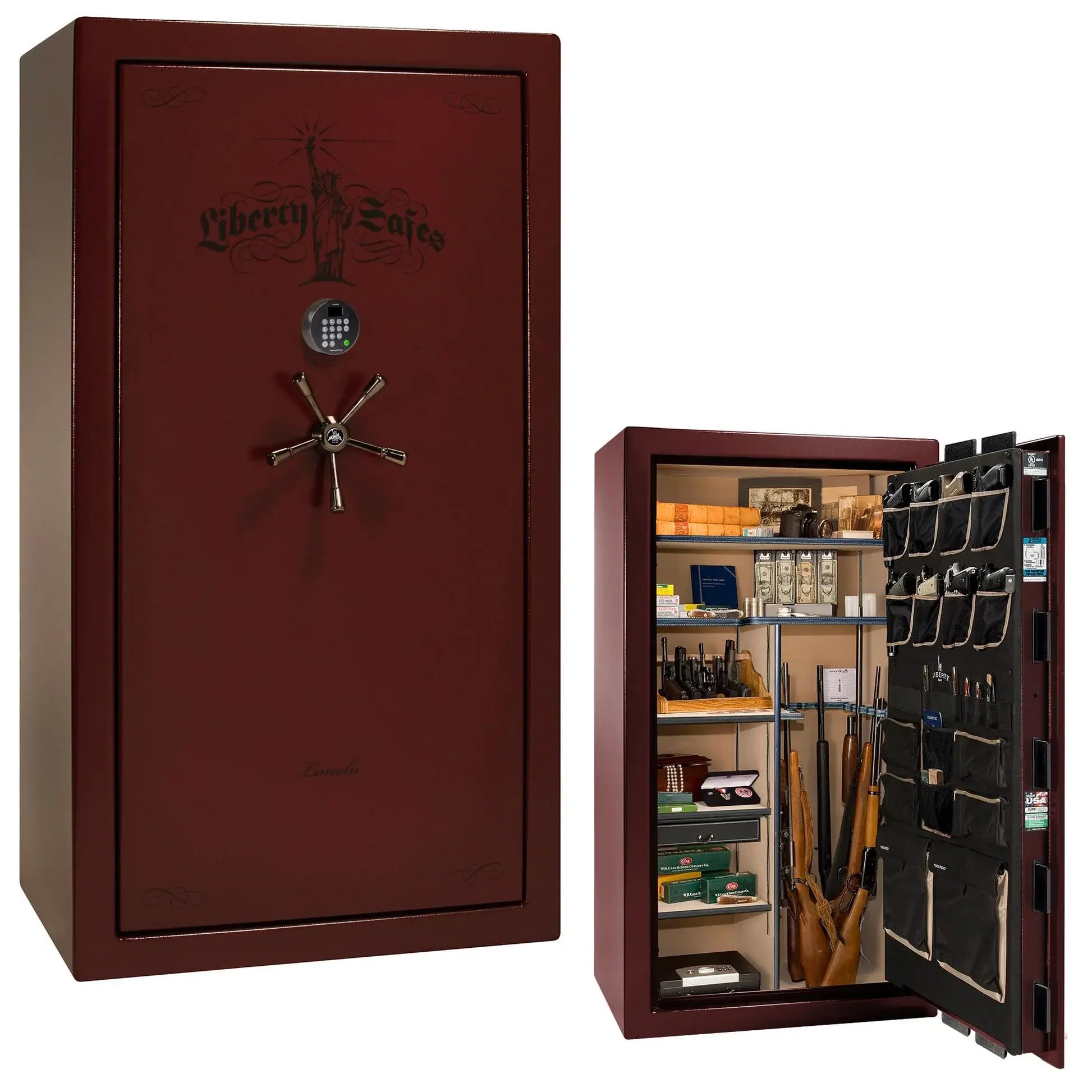 Liberty Lincoln 40 safe in Burgundy Marble with Black Chrome hardware