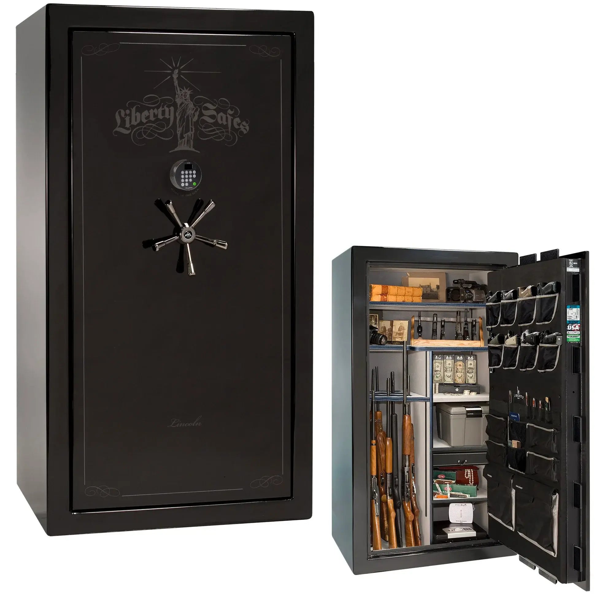 Liberty Lincoln 40 safe in Black Mirror Gloss with Black Chrome hardware
