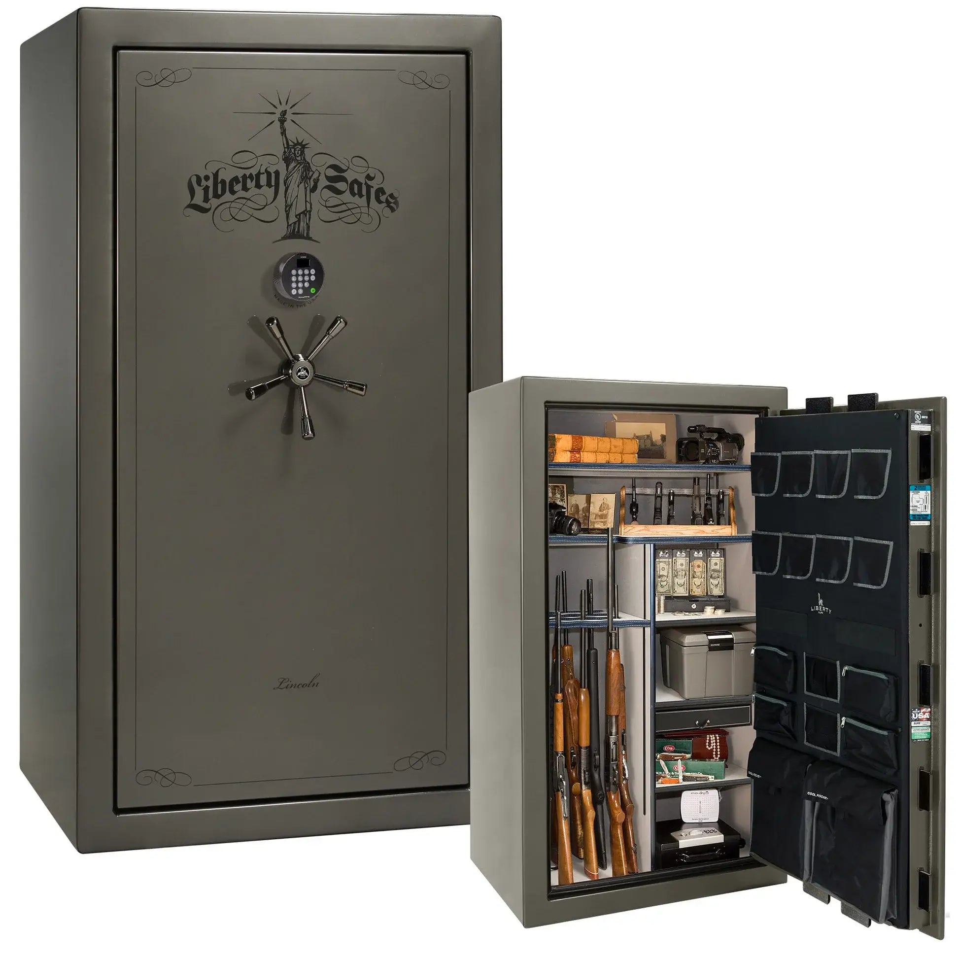 Liberty Lincoln 40 safe in Gray Gloss with Black Chrome hardware