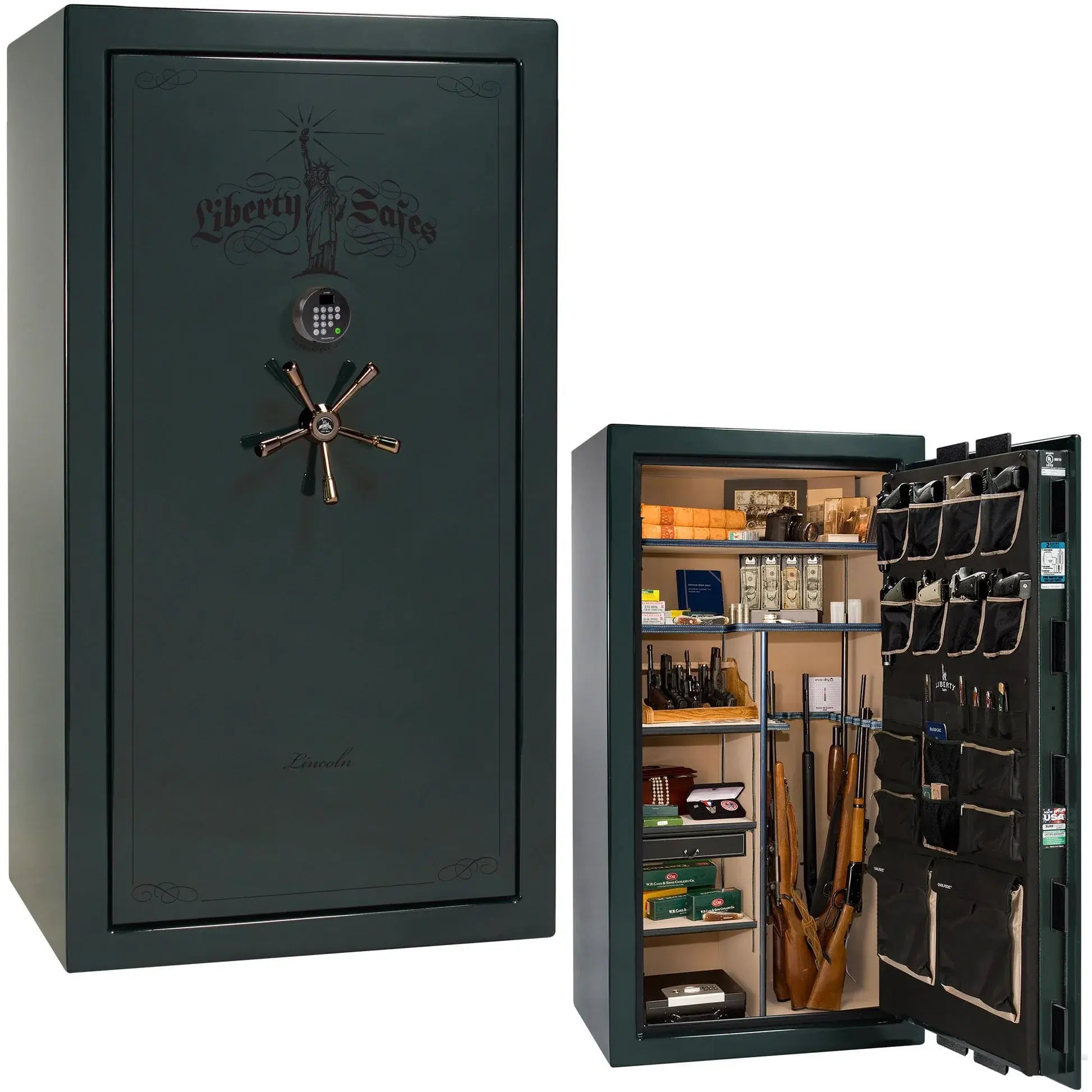 Liberty Lincoln 40 safe in Green Gloss with Black Chrome hardware