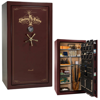 Liberty Lincoln 40 safe in Burgundy Gloss with Brass hardware