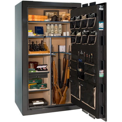 Interior of Liberty Lincoln 40 safe in Black Mirror Gloss with Brass hardware
