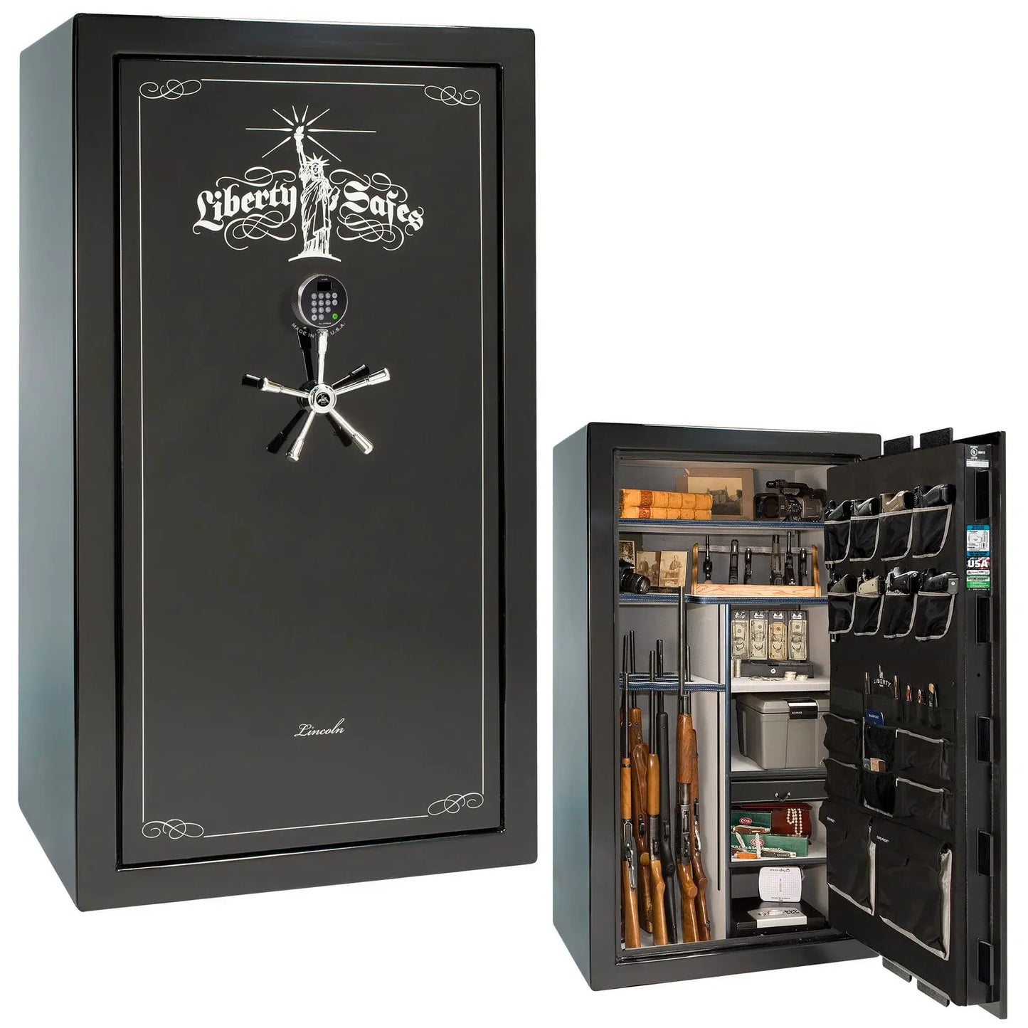 Liberty Lincoln 40 safe in Black Mirror Gloss with Chrome hardware