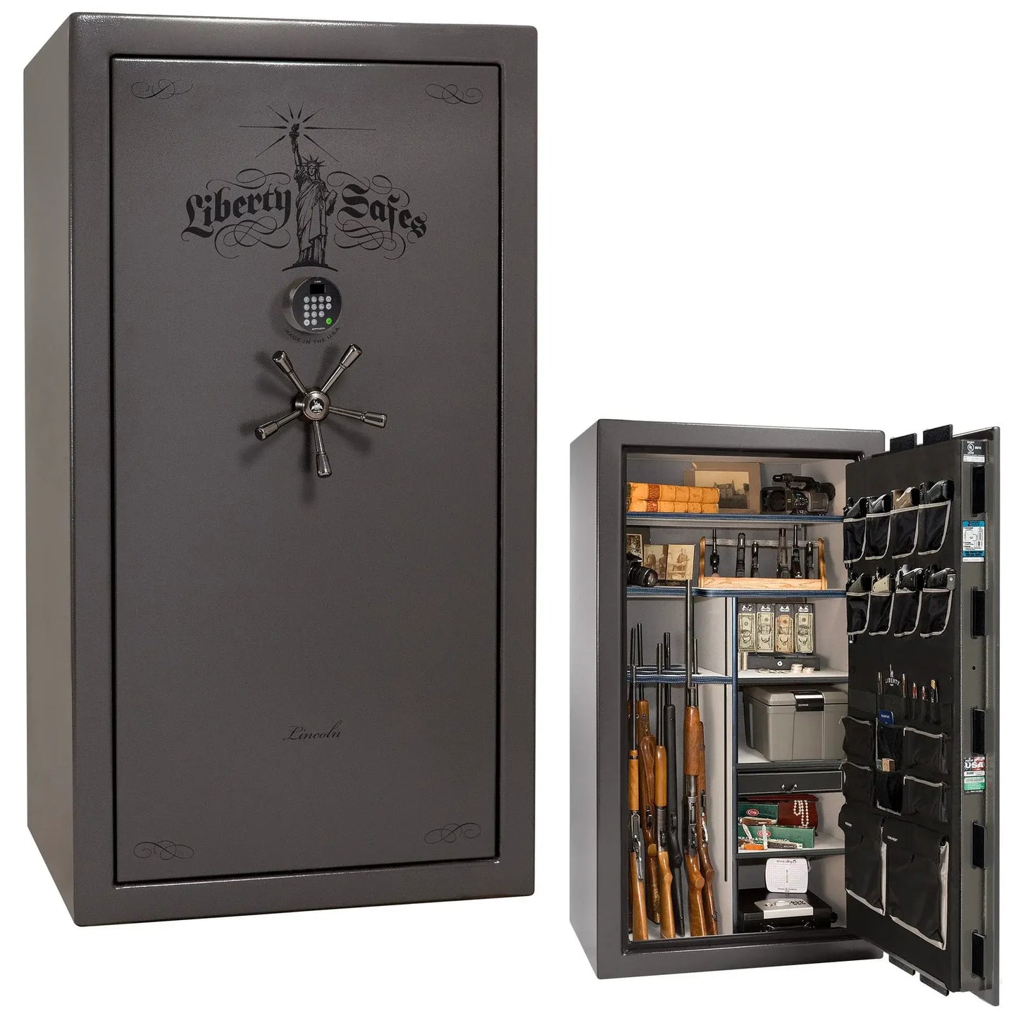 Liberty Lincoln 40 safe in Gray Marble with Black Chrome hardware