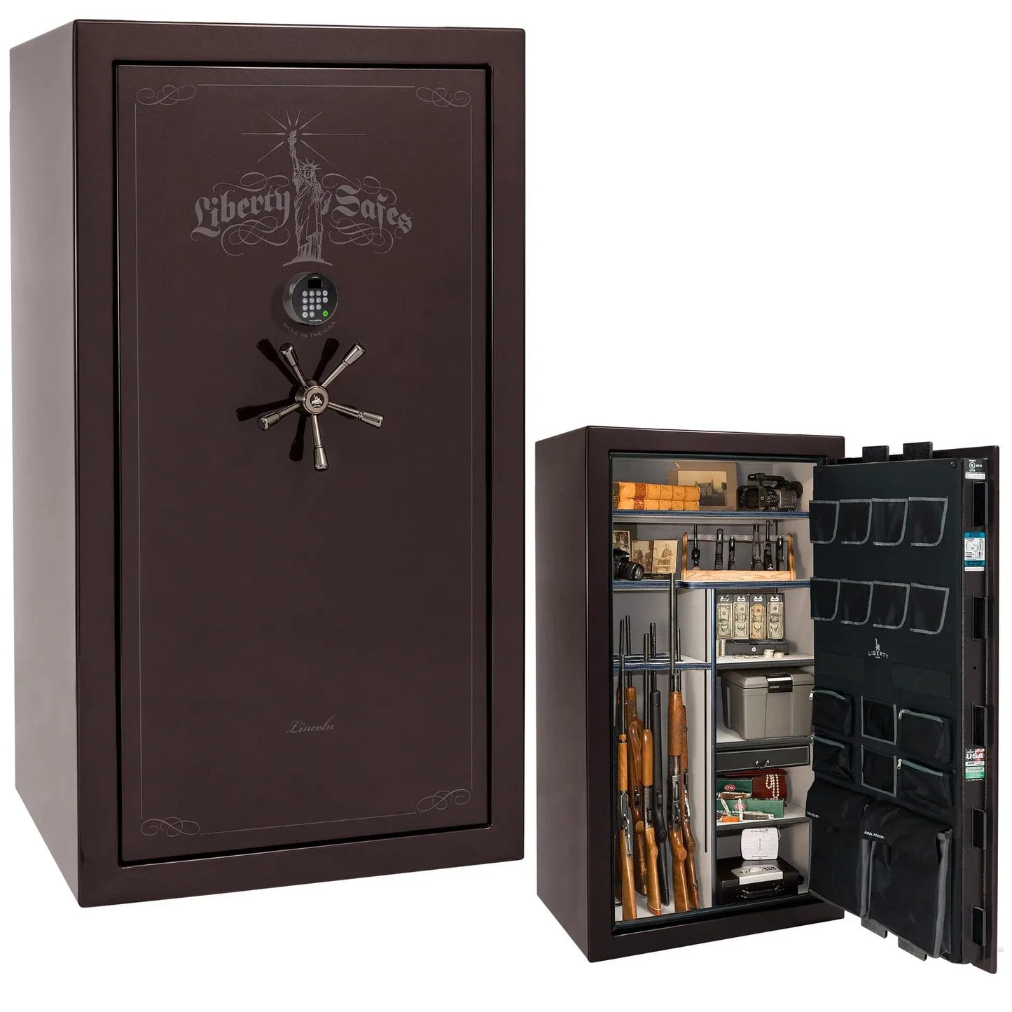 Liberty Lincoln 40 safe in Black Cherry Gloss with Black Chrome hardware
