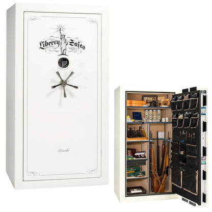 Liberty Lincoln 40 safe in White Gloss with Black Chrome hardware