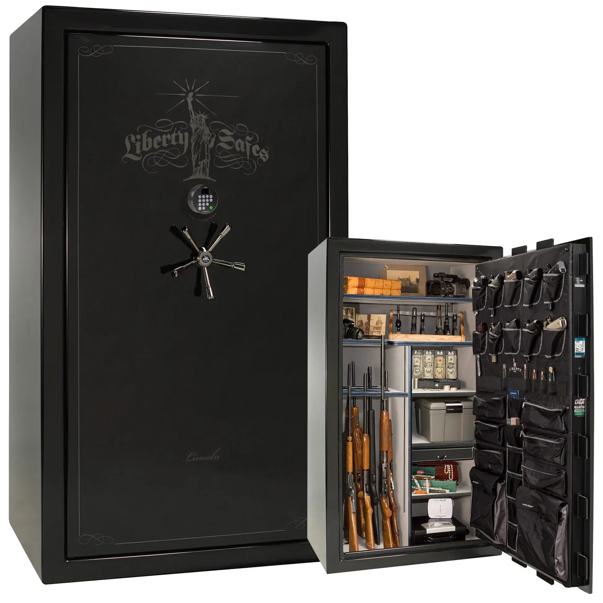 Liberty Lincoln 50 safe in Black Mirror Gloss with Black Chrome hardware
