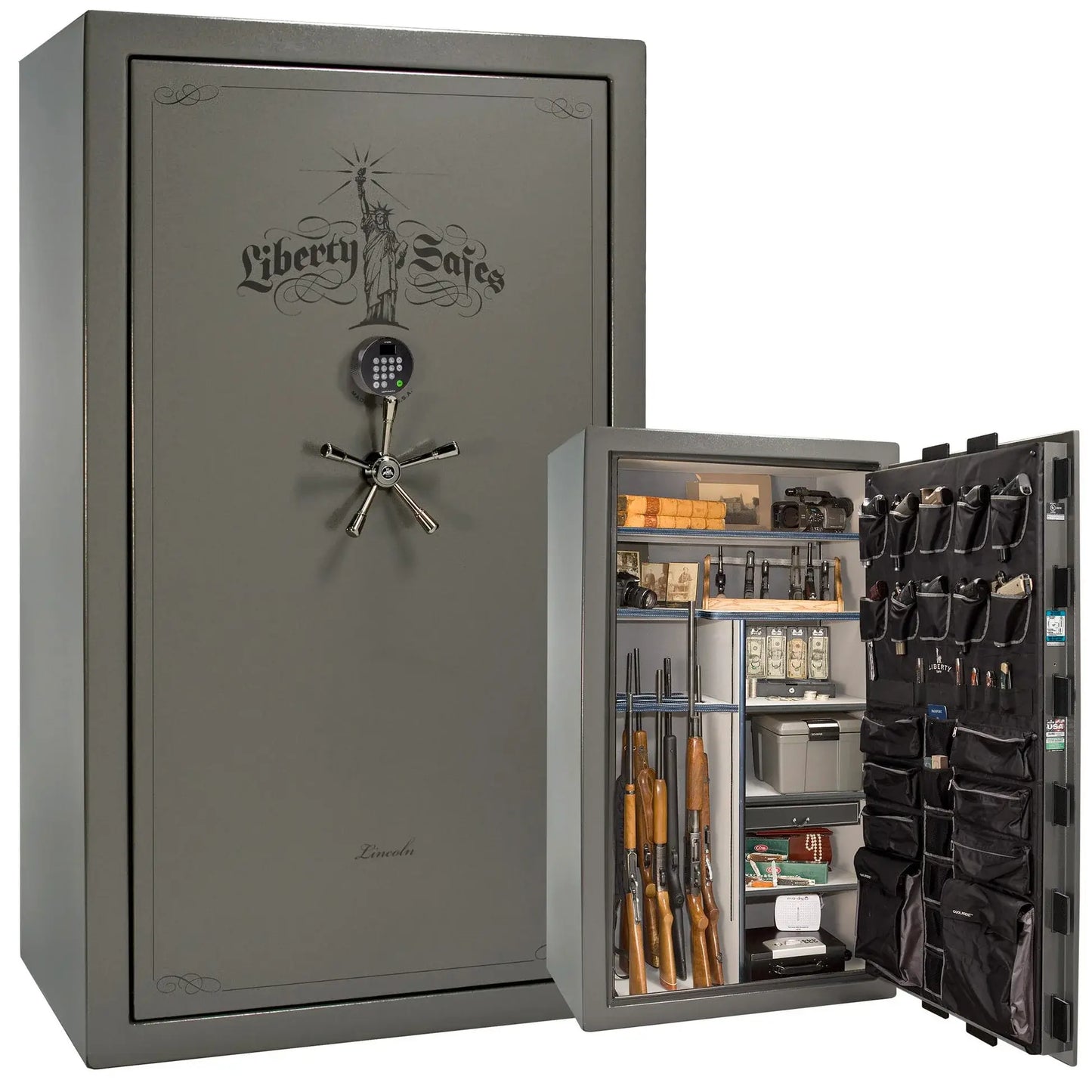 Liberty Lincoln 50 safe in Gray Gloss with Black Chrome hardware