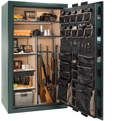 Interior of Liberty Lincoln 50 safe in Green Gloss with Black Chrome hardware