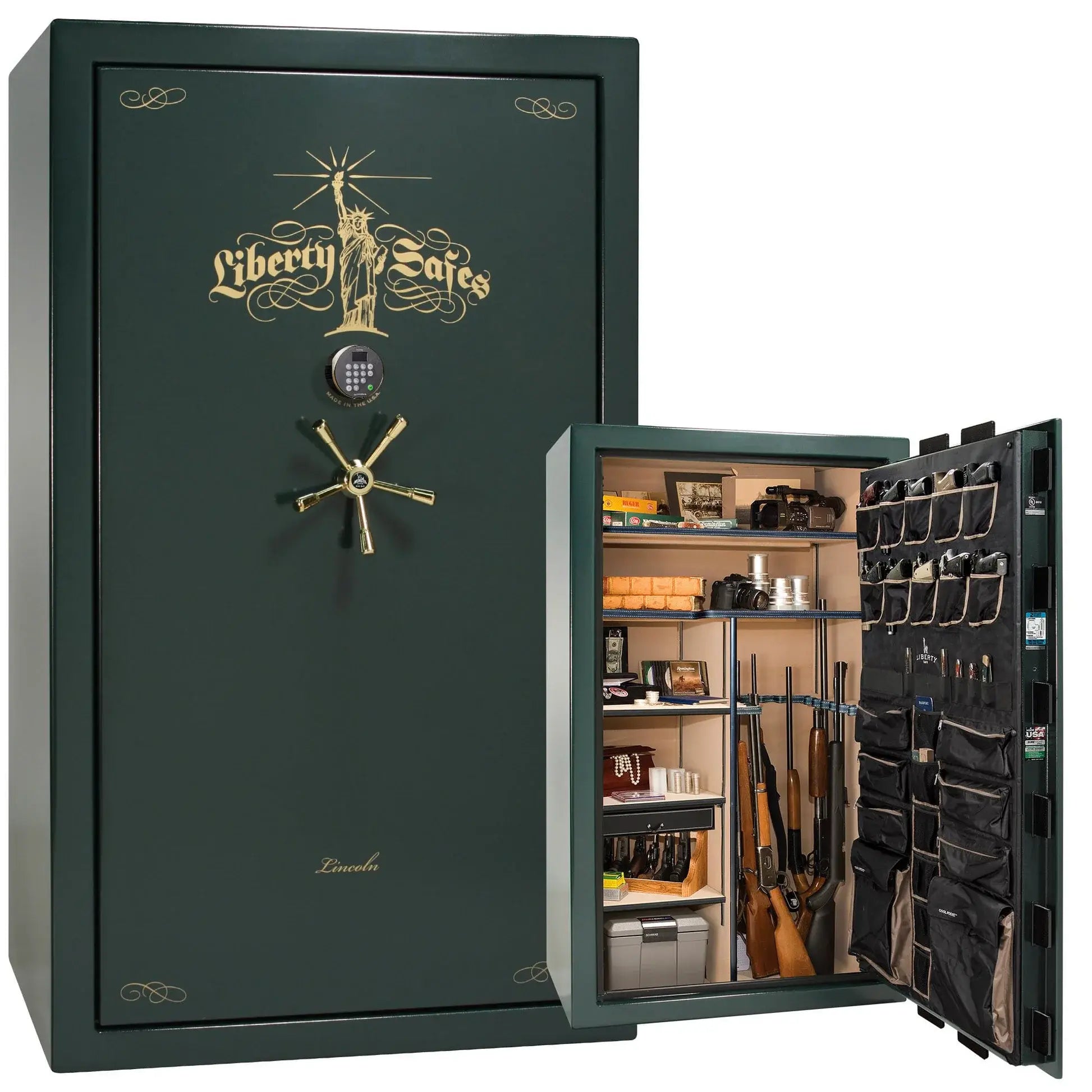 Liberty Lincoln 50 safe in Green Marble with Brass hardware