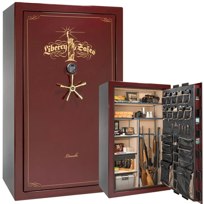 Liberty Lincoln 50 safe in Burgundy Gloss with Brass hardware