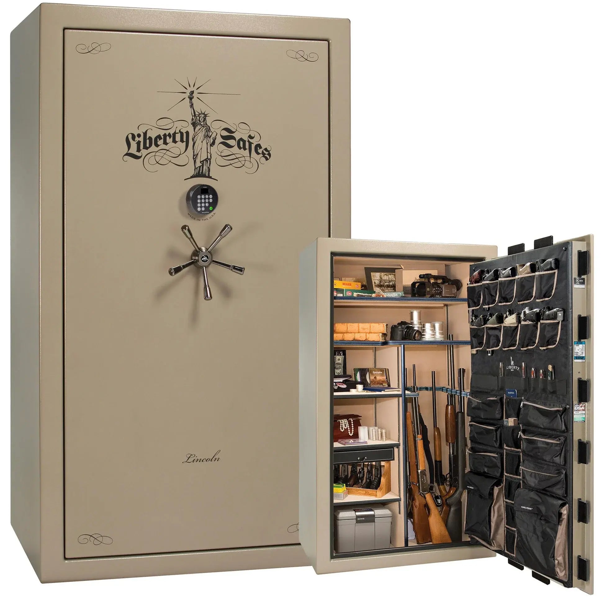 Liberty Lincoln 50 safe in Champagne Marble with Black Chrome hardware