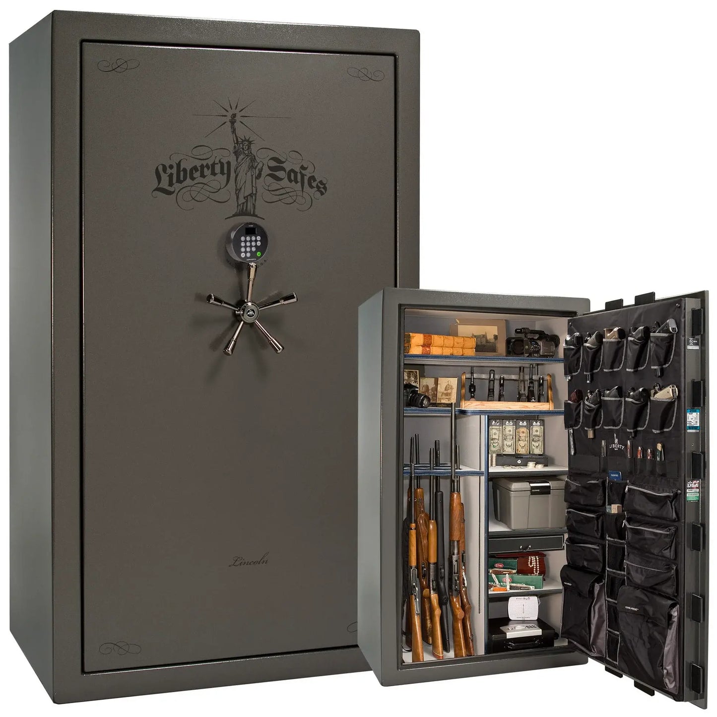 Liberty Lincoln 50 safe in Gray Marble with Black Chrome hardware
