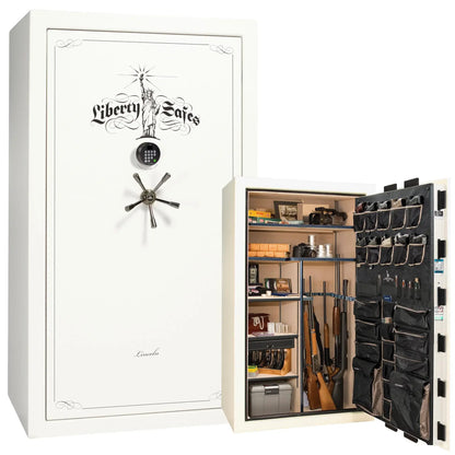 Liberty Lincoln 50 safe in White Gloss with Black Chrome hardware