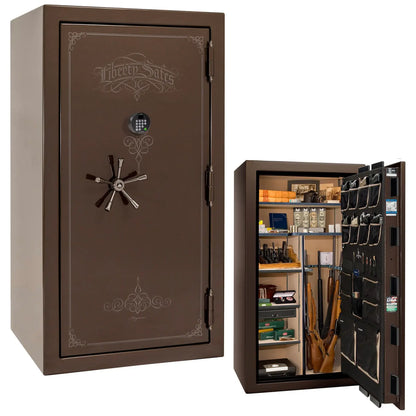 Liberty Magnum 40 gun safe in Bronze gloss finish with black chrome hardware and premium interior.