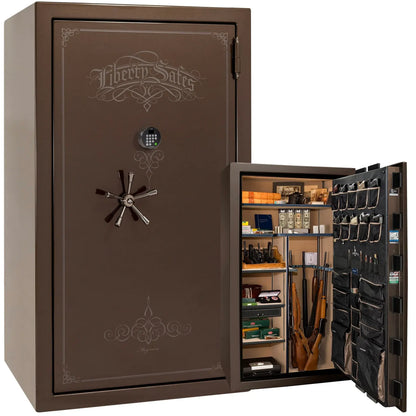Liberty Magnum 50 gun safe in Bronze gloss finish with black chrome hardware and premium interior.