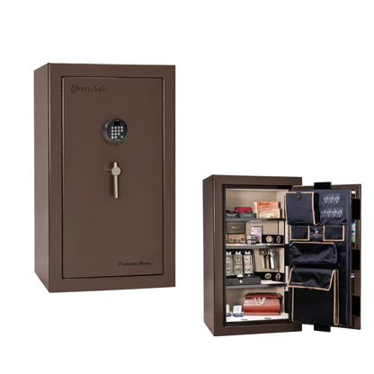 Liberty Premium Home 12 safe in Bronze Gloss with Black Chrome hardware and Dormakaba 702D electronic lock.