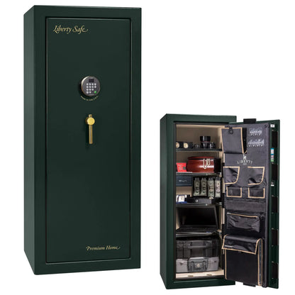 Liberty Premium Home 17 safe in Green Marble with Brass hardware and Dormakaba 702D electronic lock.