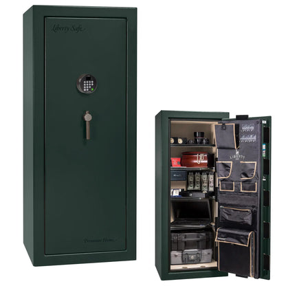 Liberty Premium Home 17 safe in Green Gloss with Black Chrome hardware and Dormakaba 702D electronic lock.