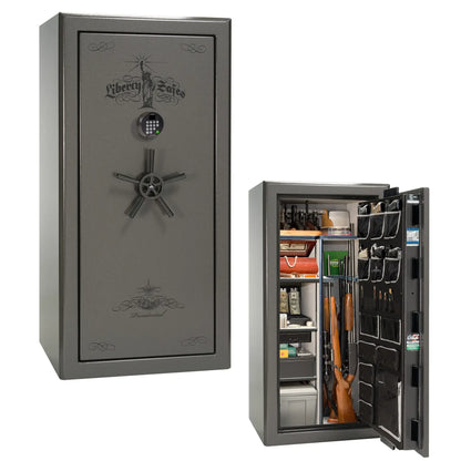 Liberty Presidential 25 safe in Gray Marble with Black Chrome hardware with Black Chrome hardware