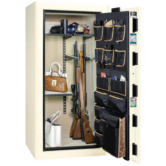 Liberty Presidential 25 safe in White Marble with loaded Pro Flex interior.