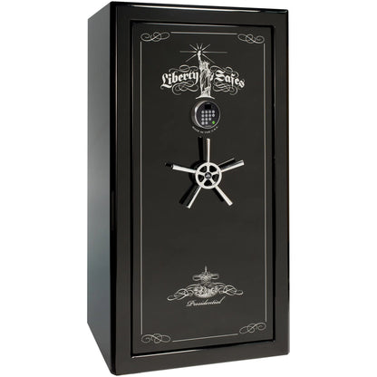 Liberty Safe Presidential 25 in black mirror gloss with chrome hardware